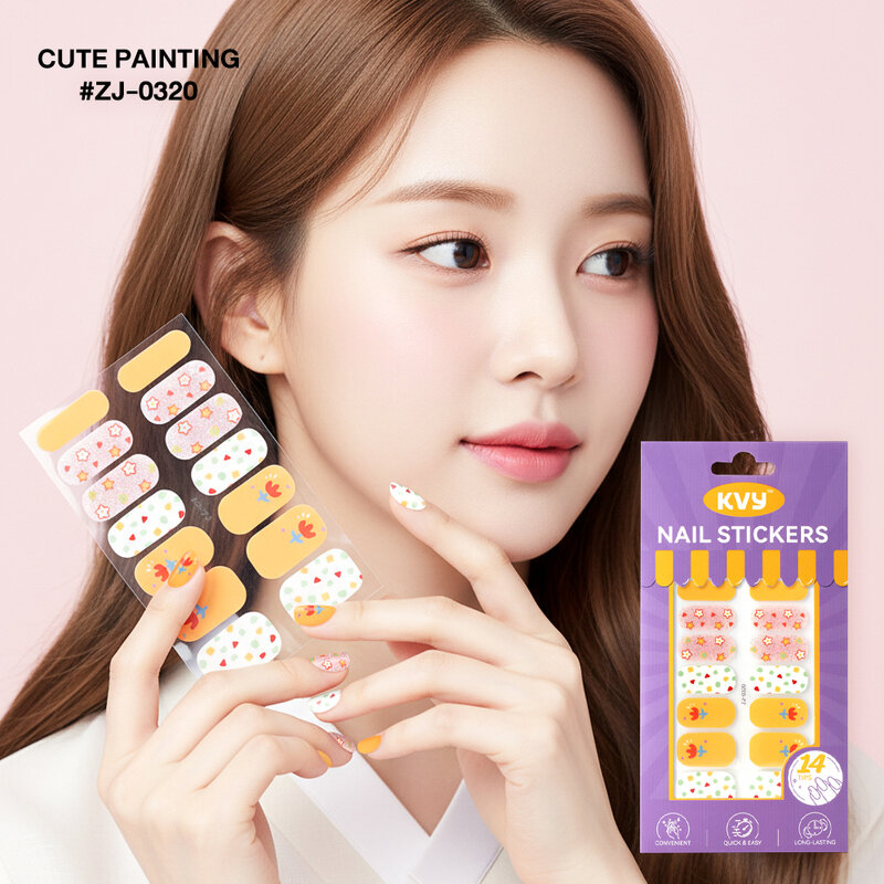 KVY Nail Stickers 14Tips #ZJ-0320 Cute Painting