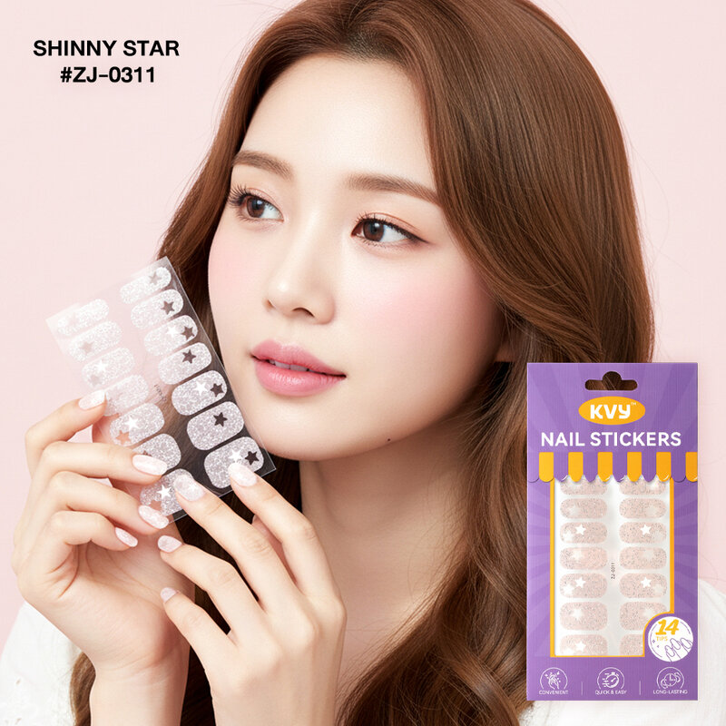 KVY Nail Stickers 14Tips #ZJ-0311 Shinny Star