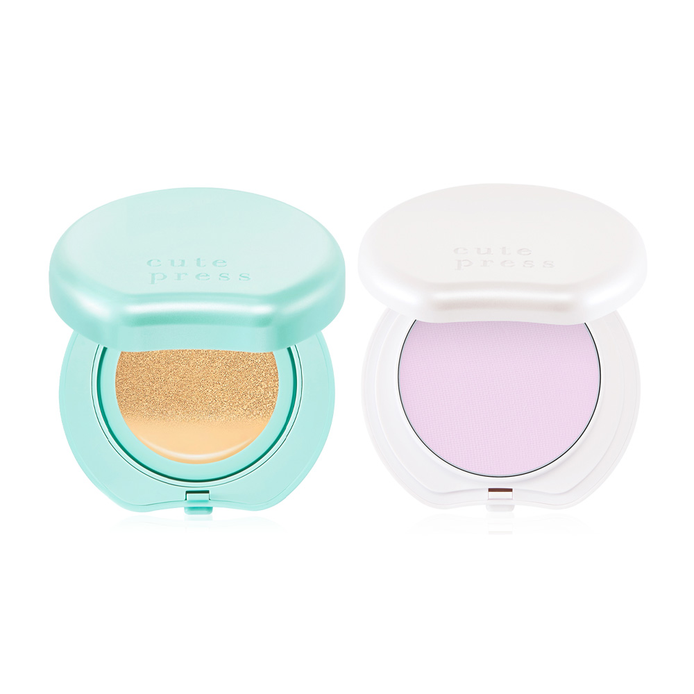Cute Press Hybrid Brightening Cushion 15g #P30 + Hybrid Airbrush Blotting Finish Powder 10g #Pastel Violet