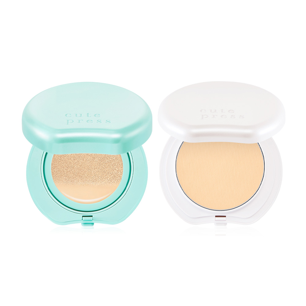 Cute Press Hybrid Brightening Cushion 15g #P02 + Hybrid Airbrush Blotting Finish Powder 10g #Translucent
