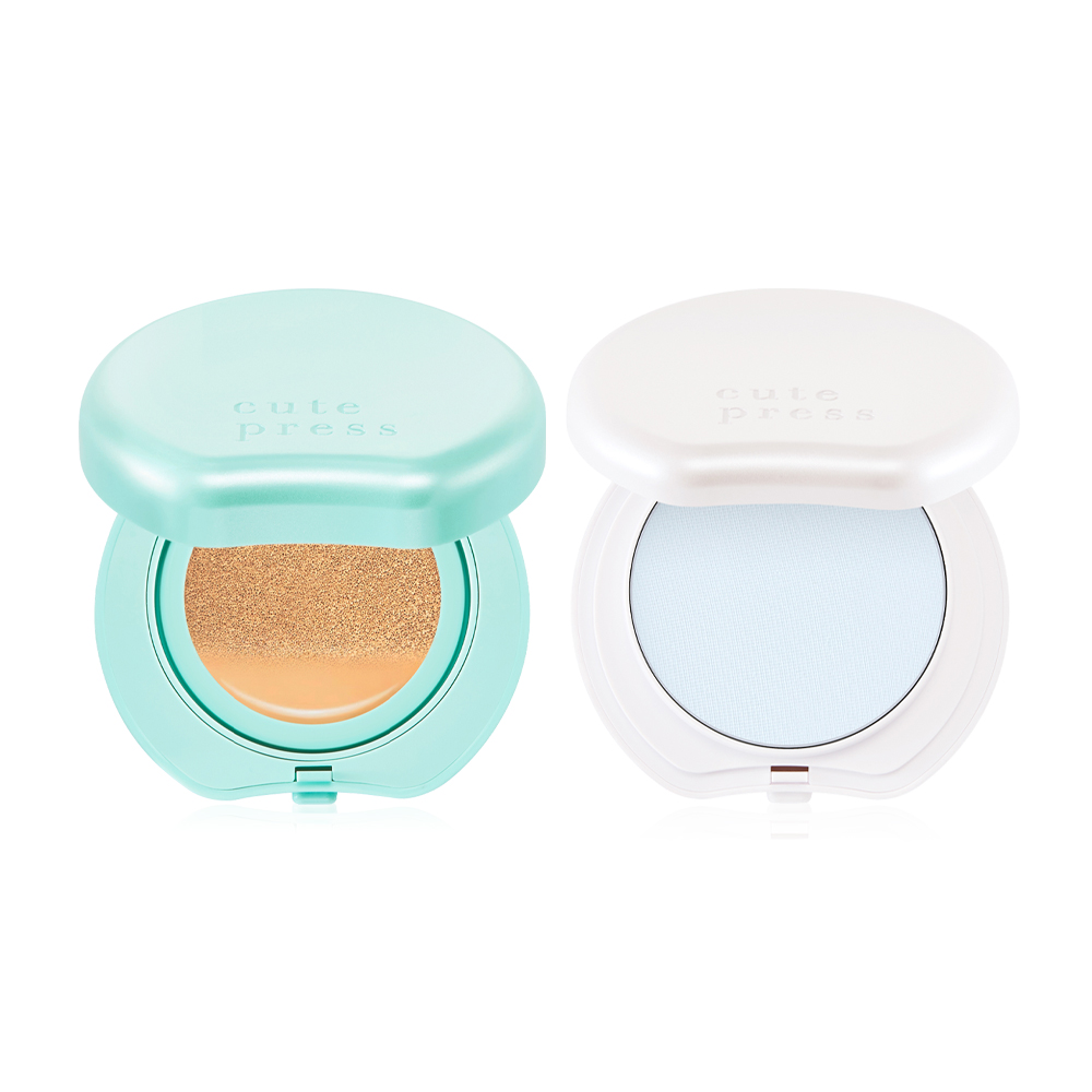 Cute Press Hybrid Brightening Cushion 15g #N50 + Hybrid Airbrush Blotting Finish Powder 8g #Cotton Blue