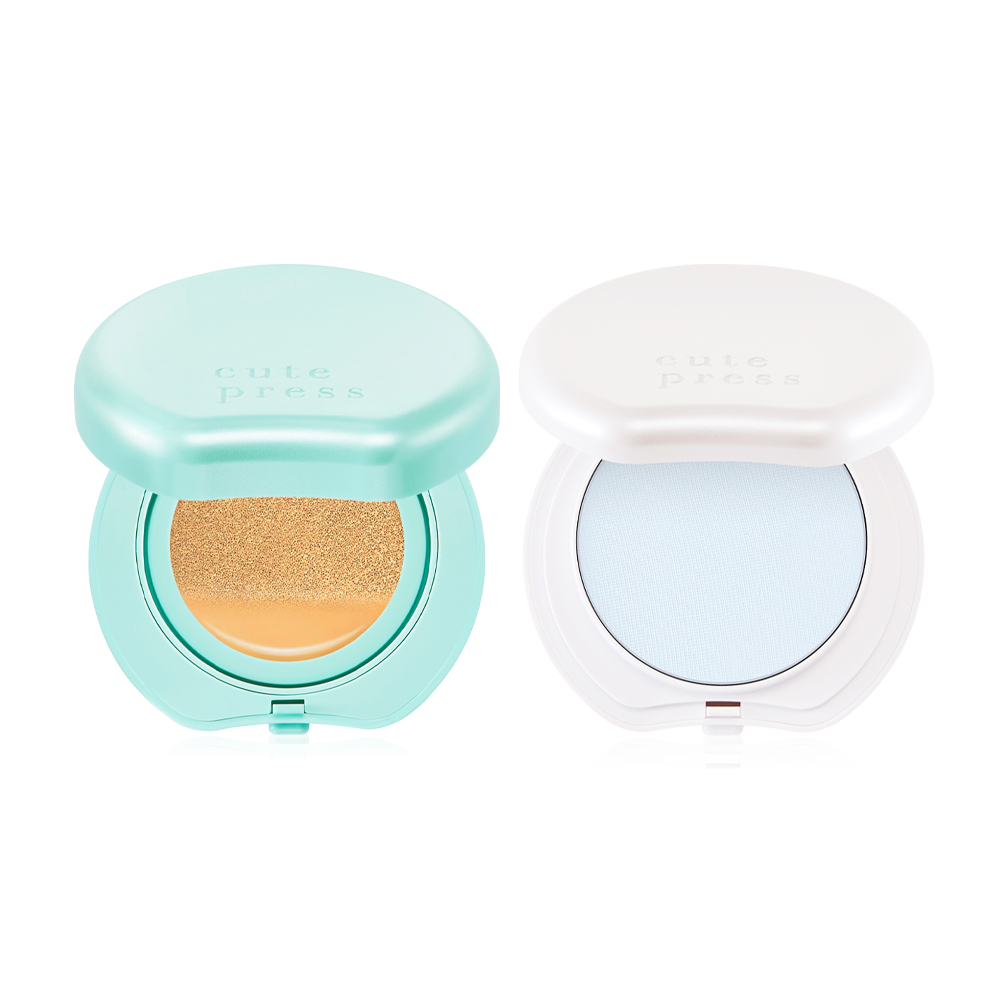 Cute Press Hybrid Brightening Cushion 15g #Y80 + Hybrid Airbrush Blotting Finish Powder 8g #Cotton Blue