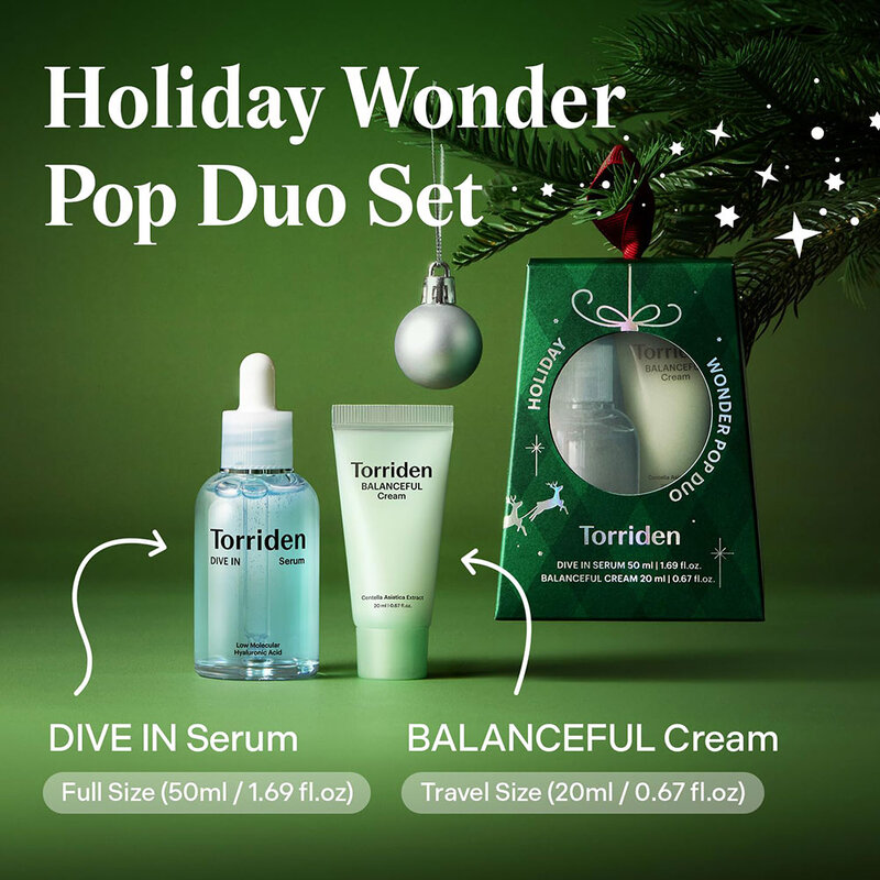 Torriden Set 2 Item Holiday Wonder Pop Duo Green Dive In Serum 50ml + Cream 20ml