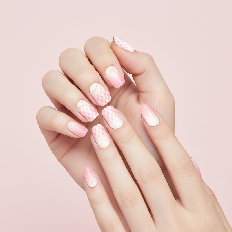 KVY Nail Stickers 14Tips #X-3774 Pink Stripes