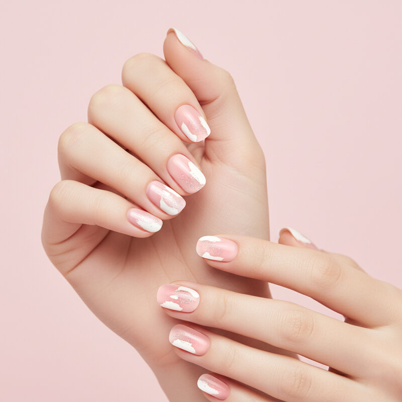 KVY Nail Stickers 14Tips #ZJ-0327 Nude Glitter