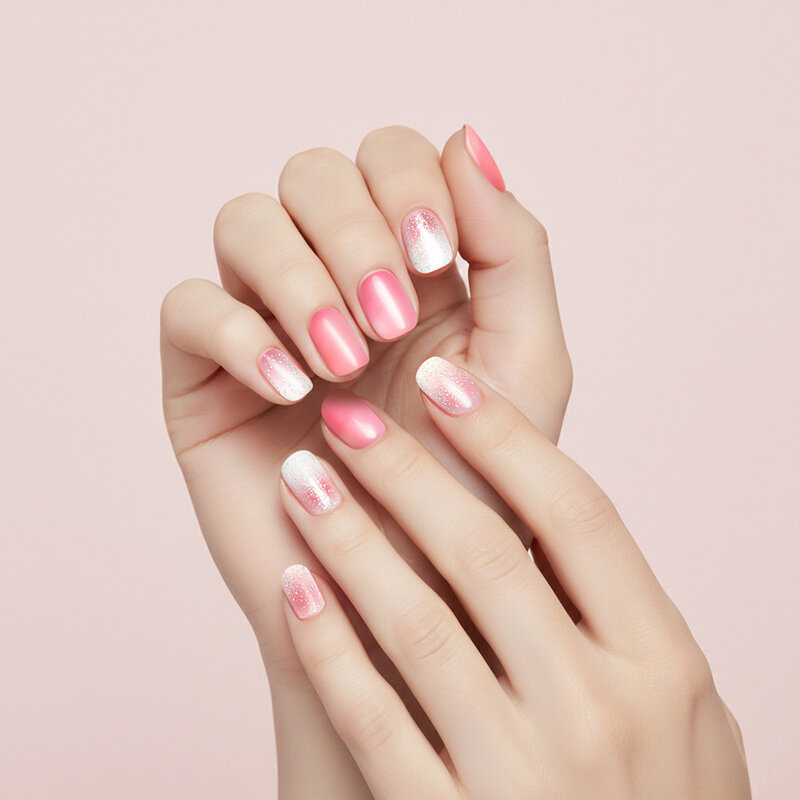 KVY Nail Stickers 14Tips #ZX-3773 Rose Glitter