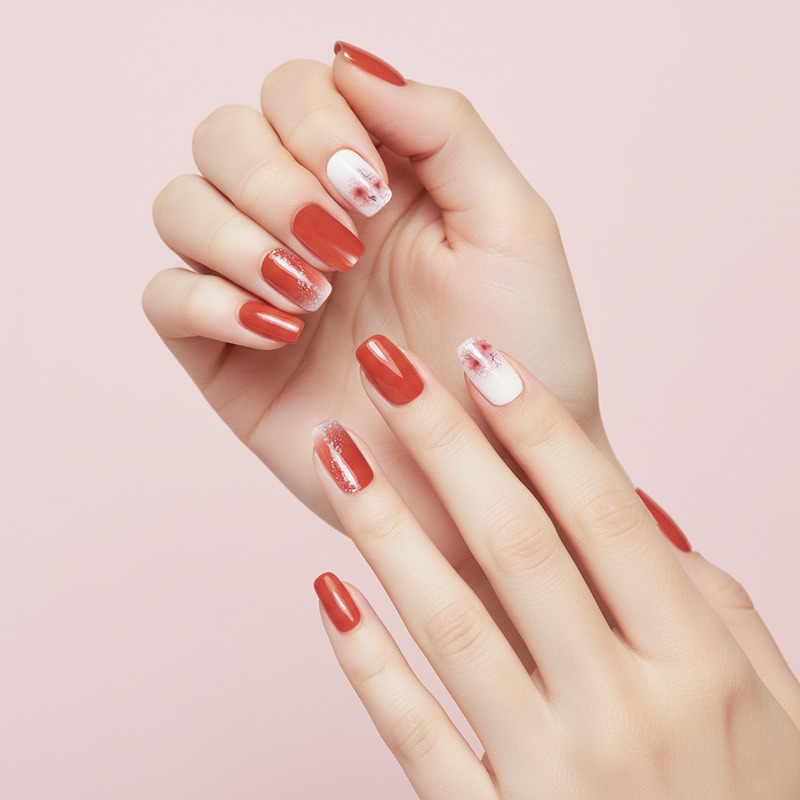 KVY Nail Stickers 14Tips #ZX-3776 Cinnamon Glitter