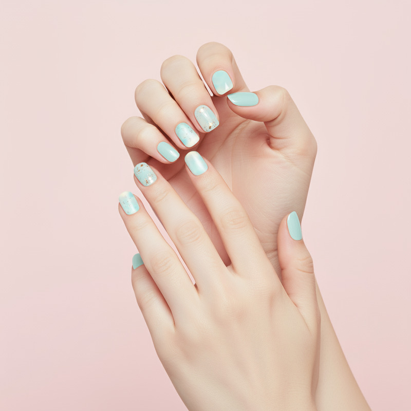 KVY Nail Stickers 14Tips #ZX-3781 Blue Glitter