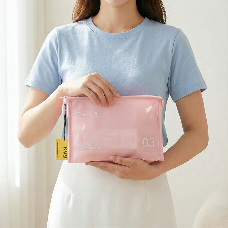 KVY Triangular Waterproof Cosmetic Bag #Pink