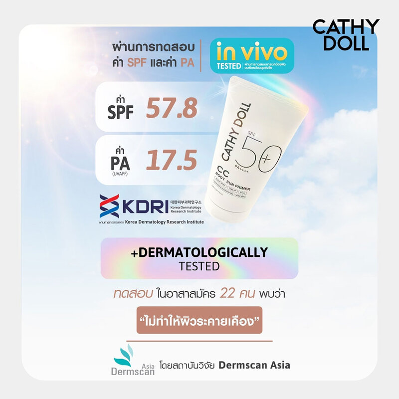 Cathy Doll CC Body Sun Primer SPF50+ PA++++ 140ml #Light Ivory