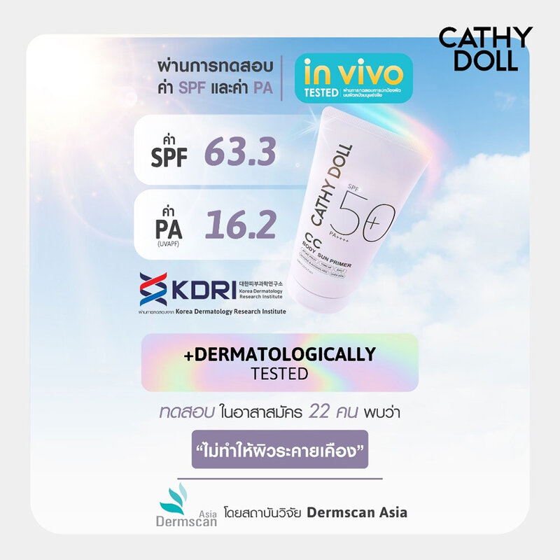 Cathy Doll CC Body Sun Primer SPF50+ PA++++ 140ml #Pure Violet