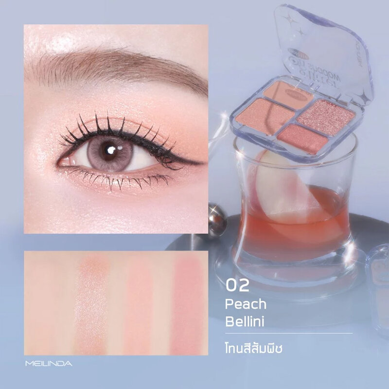 Mei Linda Glitter On Shadow Palette 6.8g #02 Peach Bellini