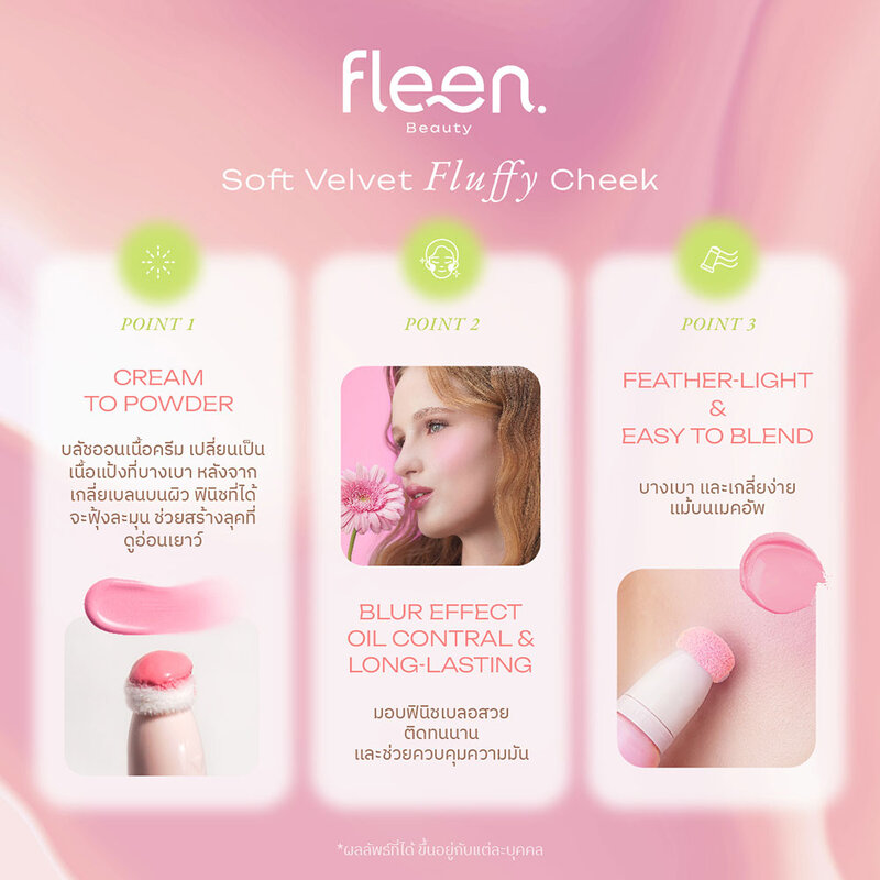Fleen Beauty Soft Velvet Fluffy Cheek Blush On 10g #26°C Peach Peony