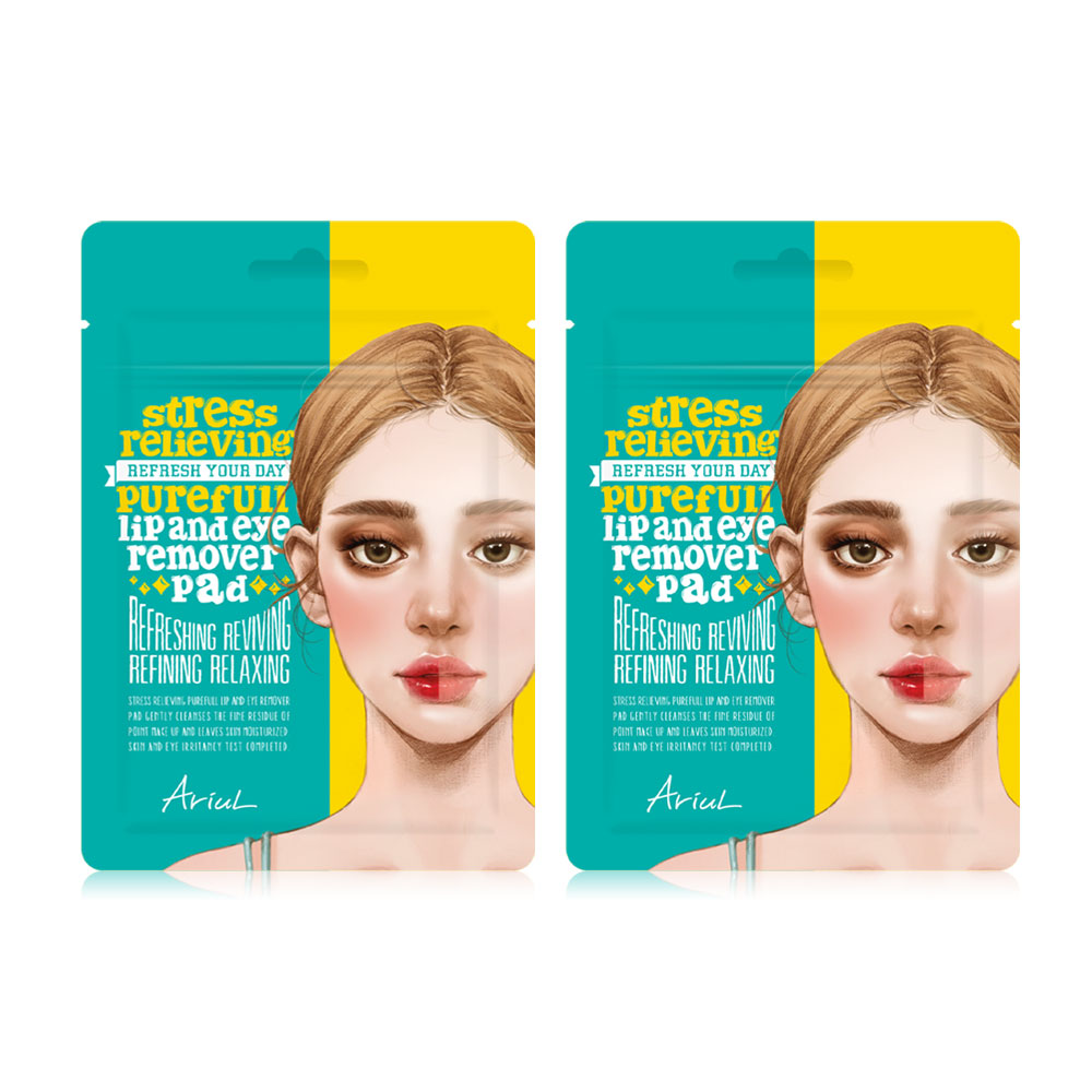 ARIUL Stress Relieving Purefull Lip And Eye Remover Pad [10 Pads  x 2 pcs]