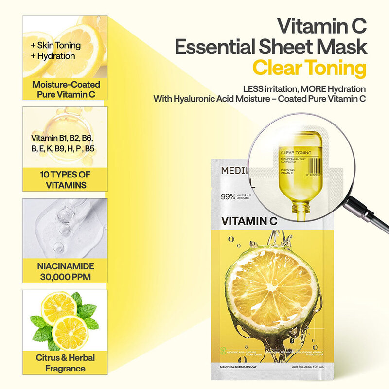 Mediheal Vitamin C Essential Mask Clear Toning [24ml x 10pcs]