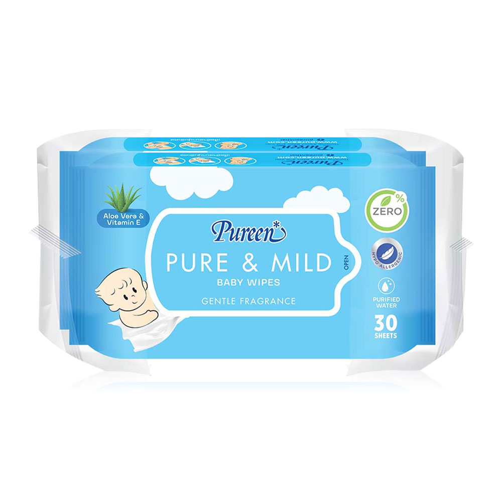 Pureen Wet Wipe Pure & Mild [30sheets x 2pcs]
