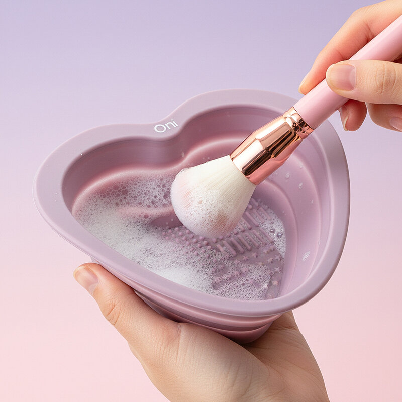 Oni Makeup Brush Cleansing Bowl Heart #Lavender Purple