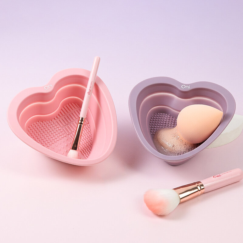 Oni Makeup Brush Cleansing Bowl Heart #Lavender Purple