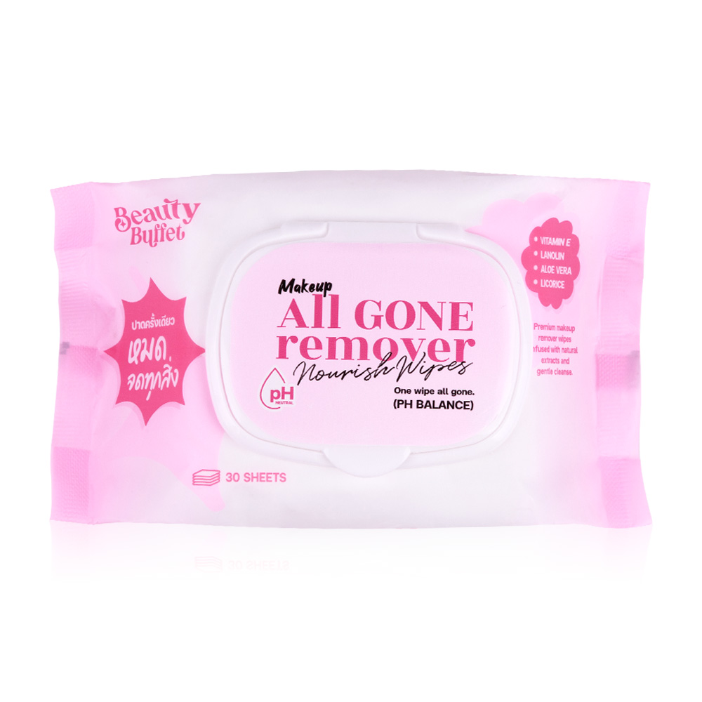 Beauty Buffet Makeup All Gone Remover Nourish Wipes 30 Sheets