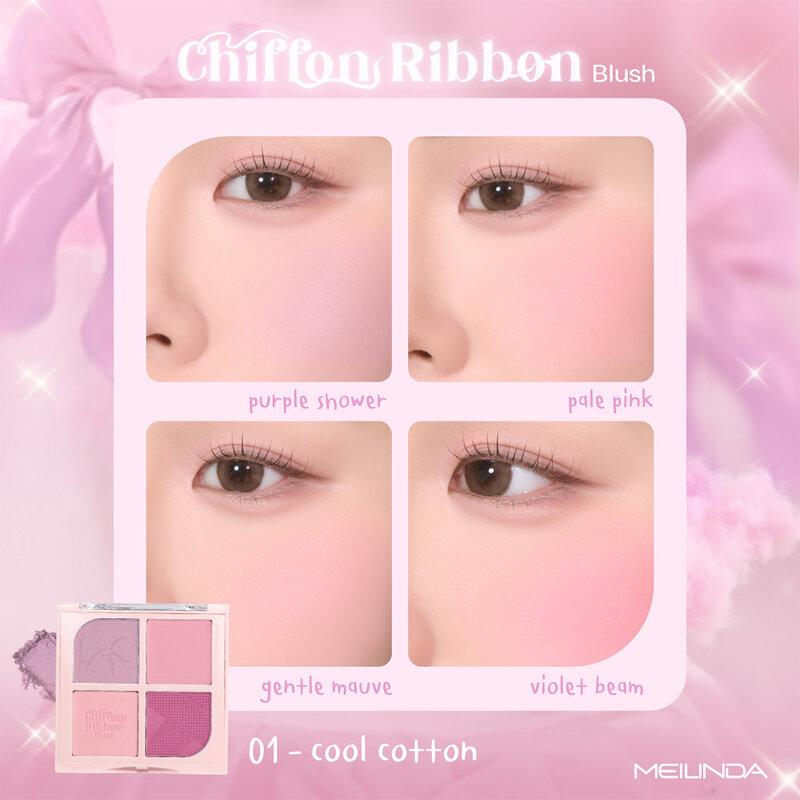 Mei Linda Chiffon Ribbon Blush 8.8g #01 Cool Cotton