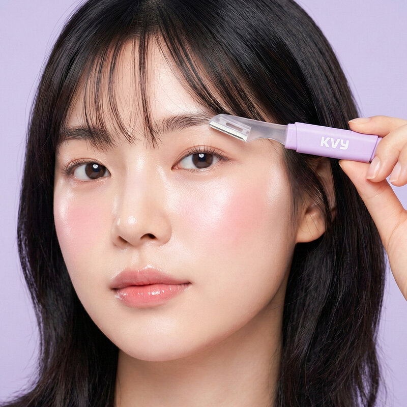 KVY Dual-Ended Eyebrow Razor 2pcs #Purple