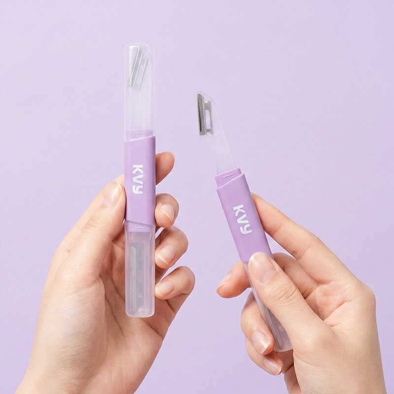 KVY Dual-Ended Eyebrow Razor 2pcs #Purple