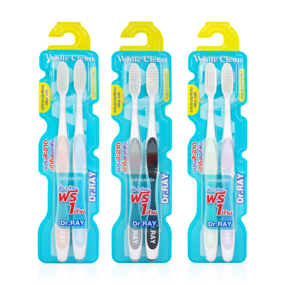 Dr.ray Toothbrush White Clean Random Colors 1pc #D25-AT