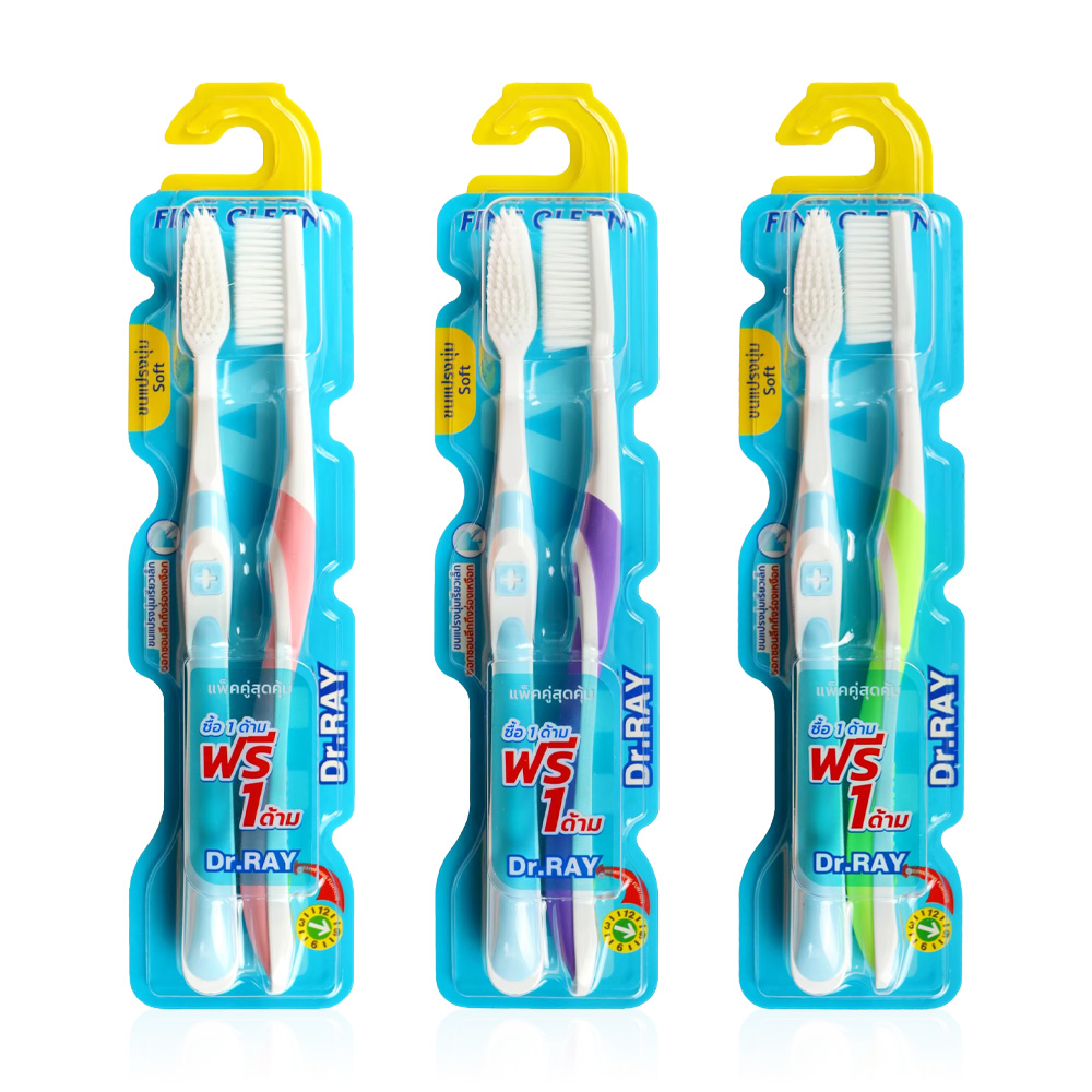 Dr.ray Toothbrush Fine Clean Random Colors  2pcs #D24-T