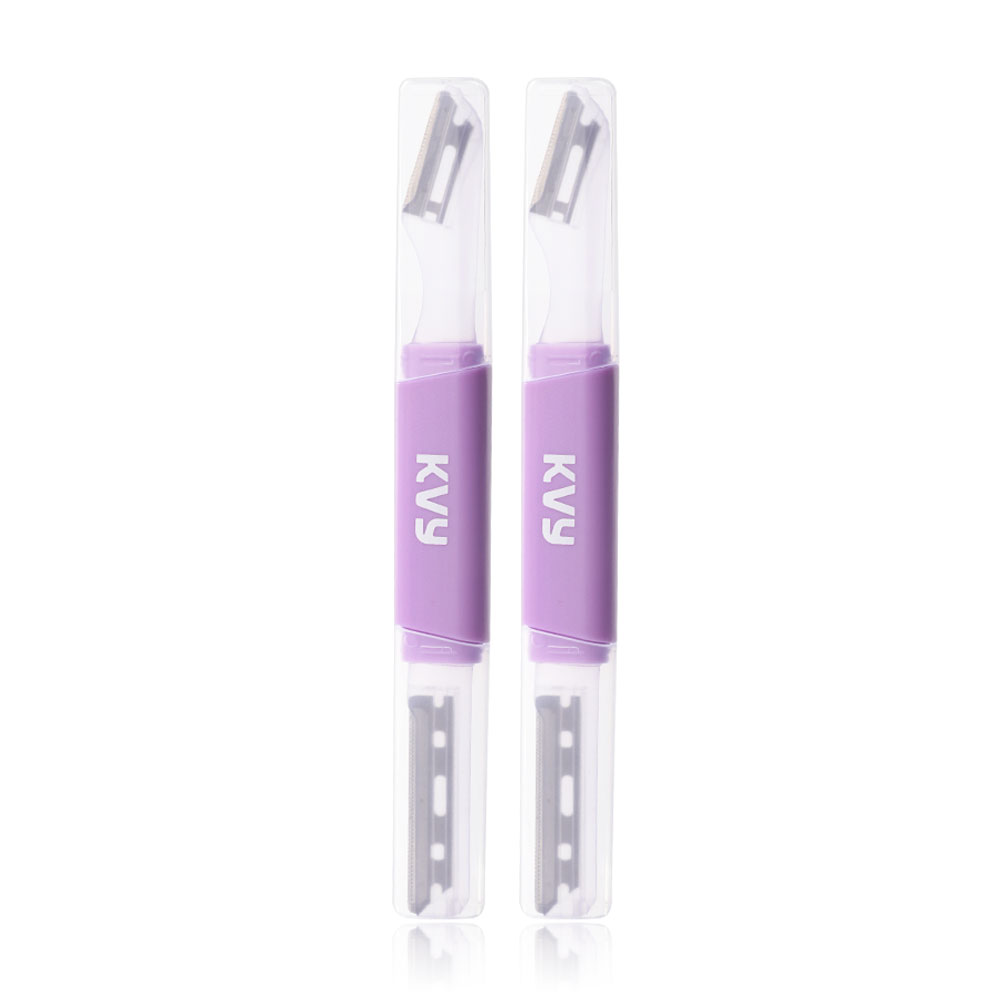 KVY Dual-Ended Eyebrow Razor 2pcs #Purple