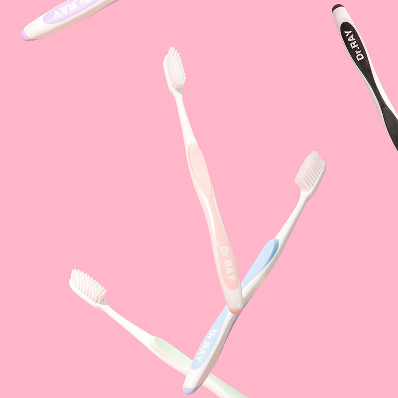 Dr.ray Toothbrush White Clean Random Colors 1pc #D25-AT