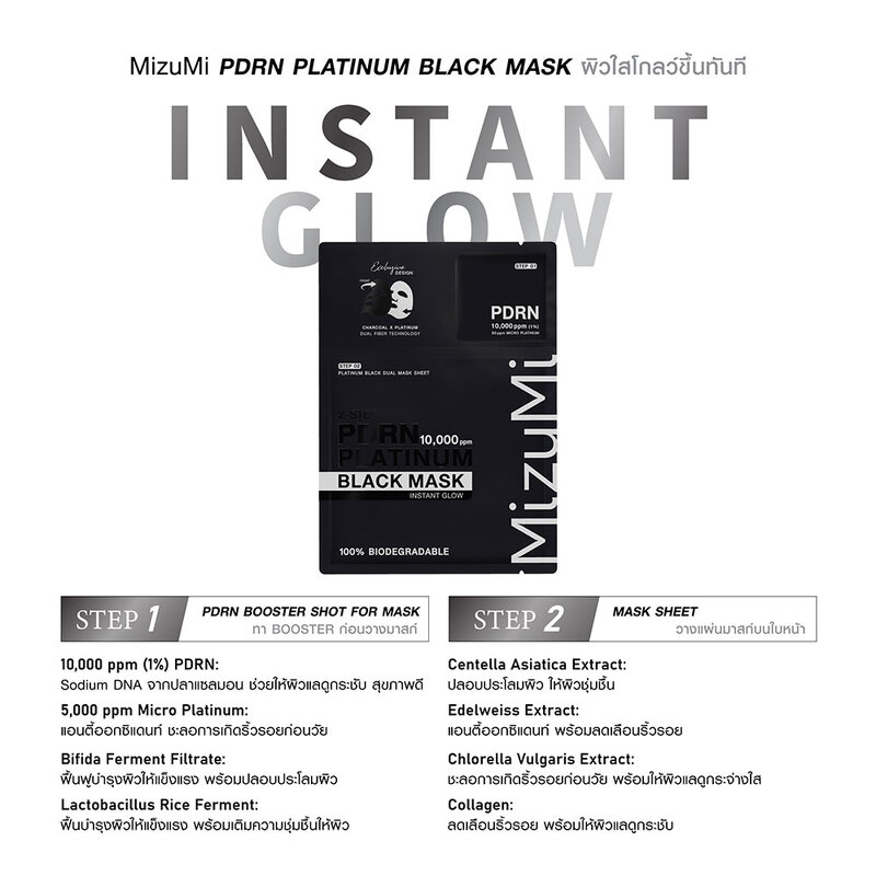 MizuMi PDRN Platinum Black Mask Instant Glow [30ml x 5pcs]