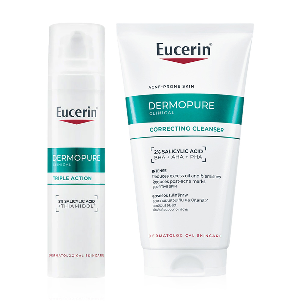 Eucerin Set 2 Item Triple Action 40ml + Acne Gel To Foam 150ml